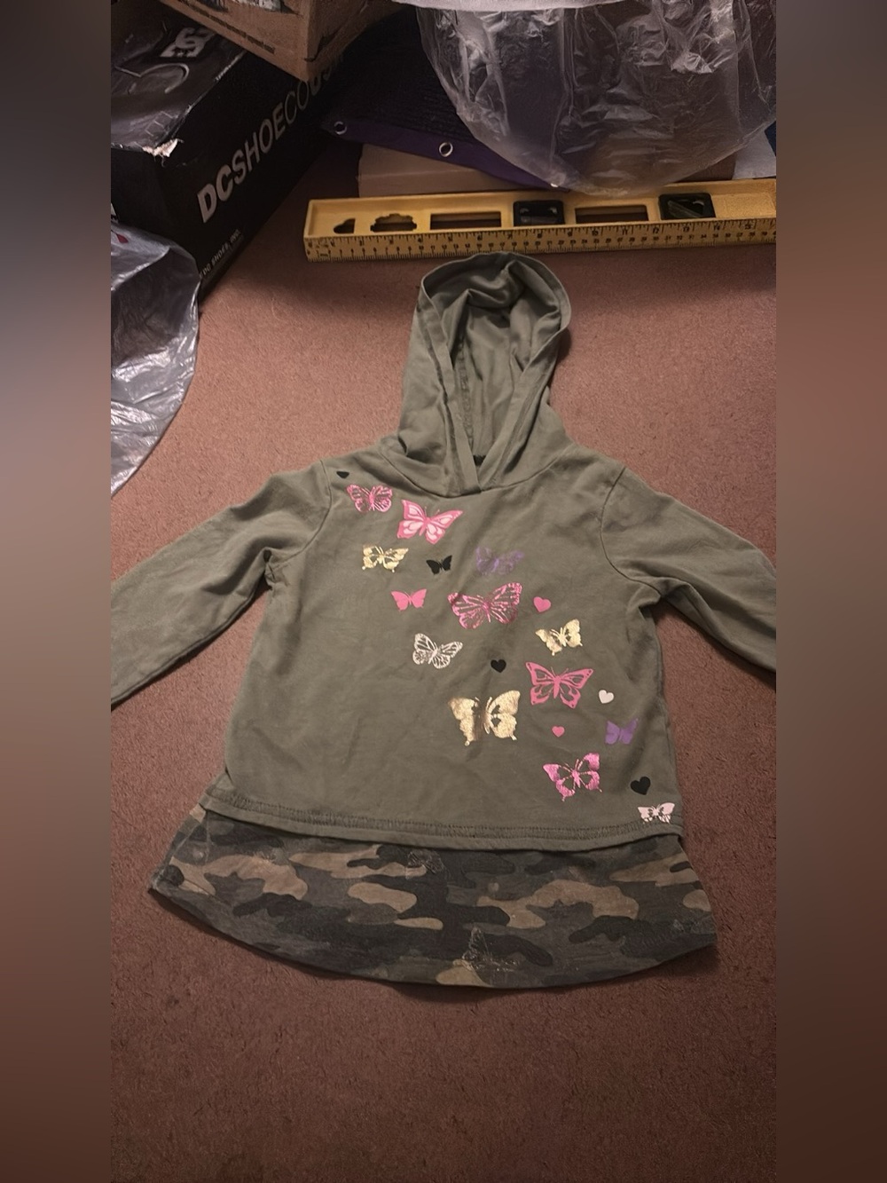 Garanimals Olive Green Hooded Top with Butterfly Accents